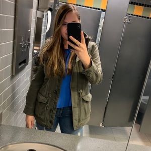 SOLD Woman’s hooded military jacket (worn once)